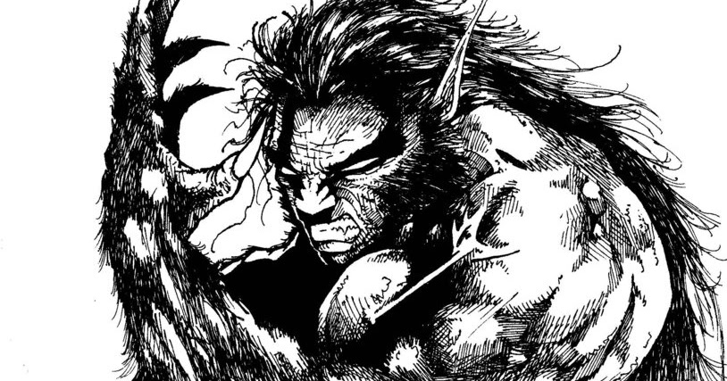 The wolf den: Werewolf - Black and white ink sketch (madatom13)