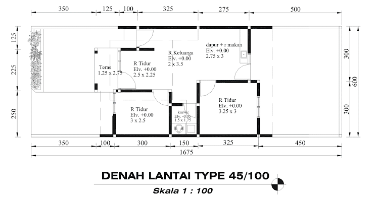 Denah Lantai Type 45