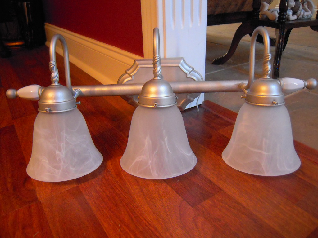 My Cottage Charm Goodwill Bathroom light fixture before and after