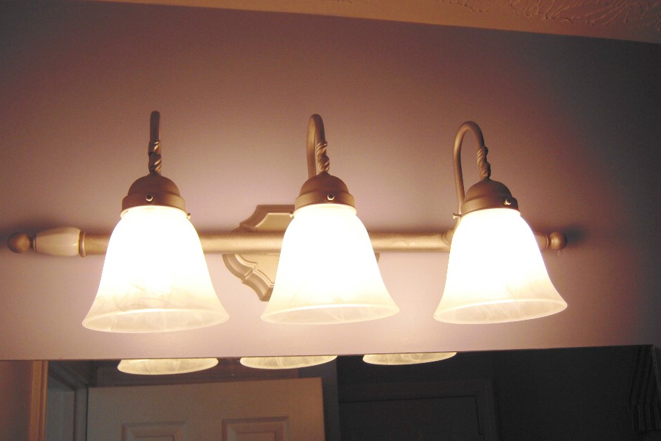My Cottage Charm Goodwill Bathroom light fixture before and after