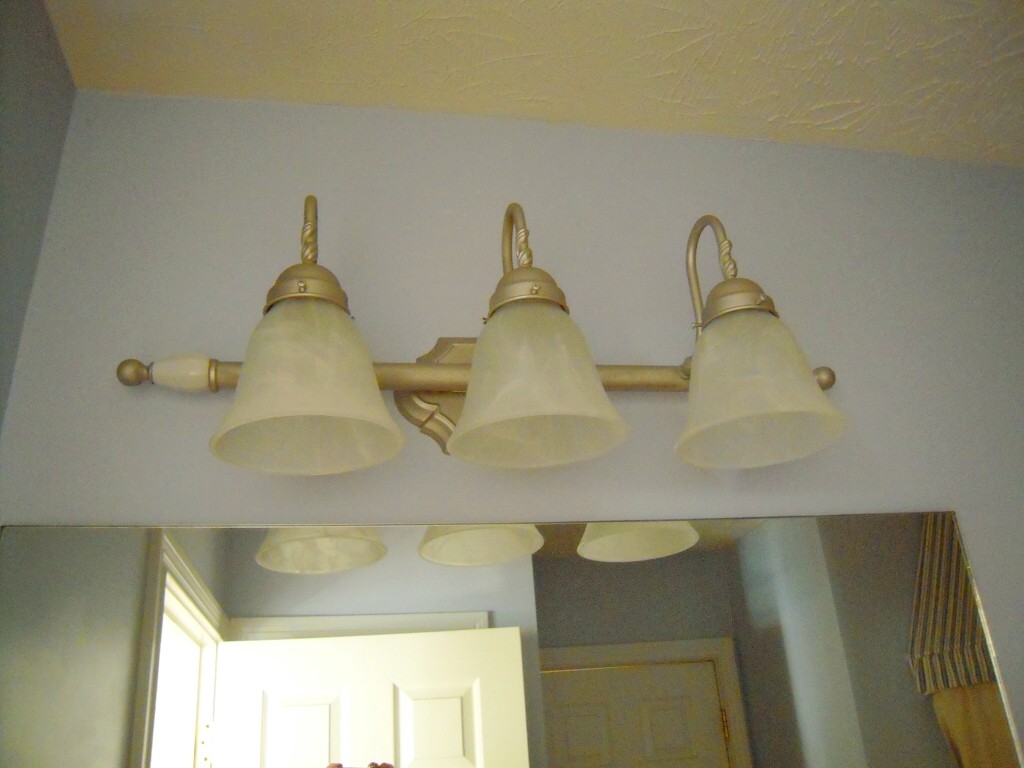 My Cottage Charm Goodwill Bathroom light fixture before and after
