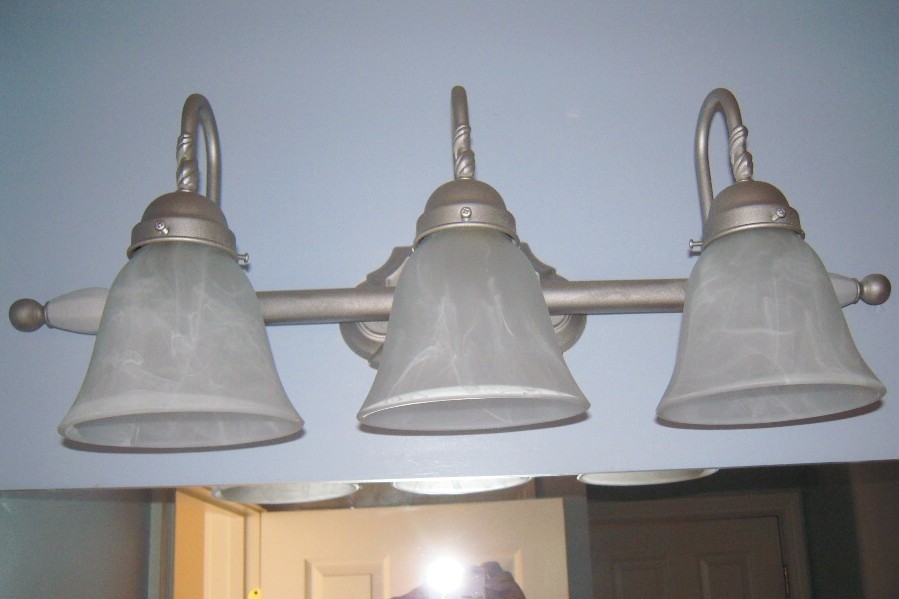 My Cottage Charm Goodwill Bathroom light fixture before and after