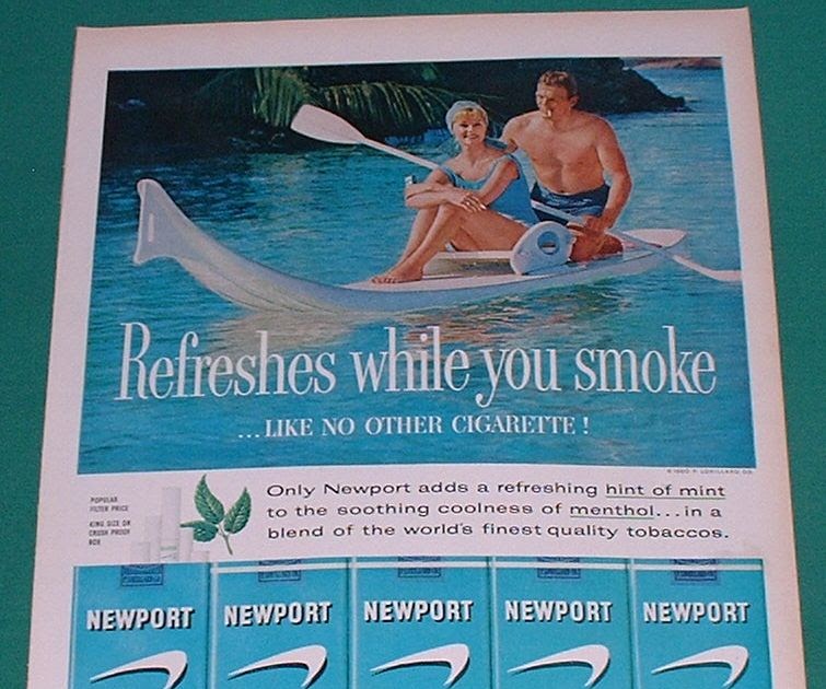 1960 Newport Cigarette Magazine Ad canoe Old Magazine Ads