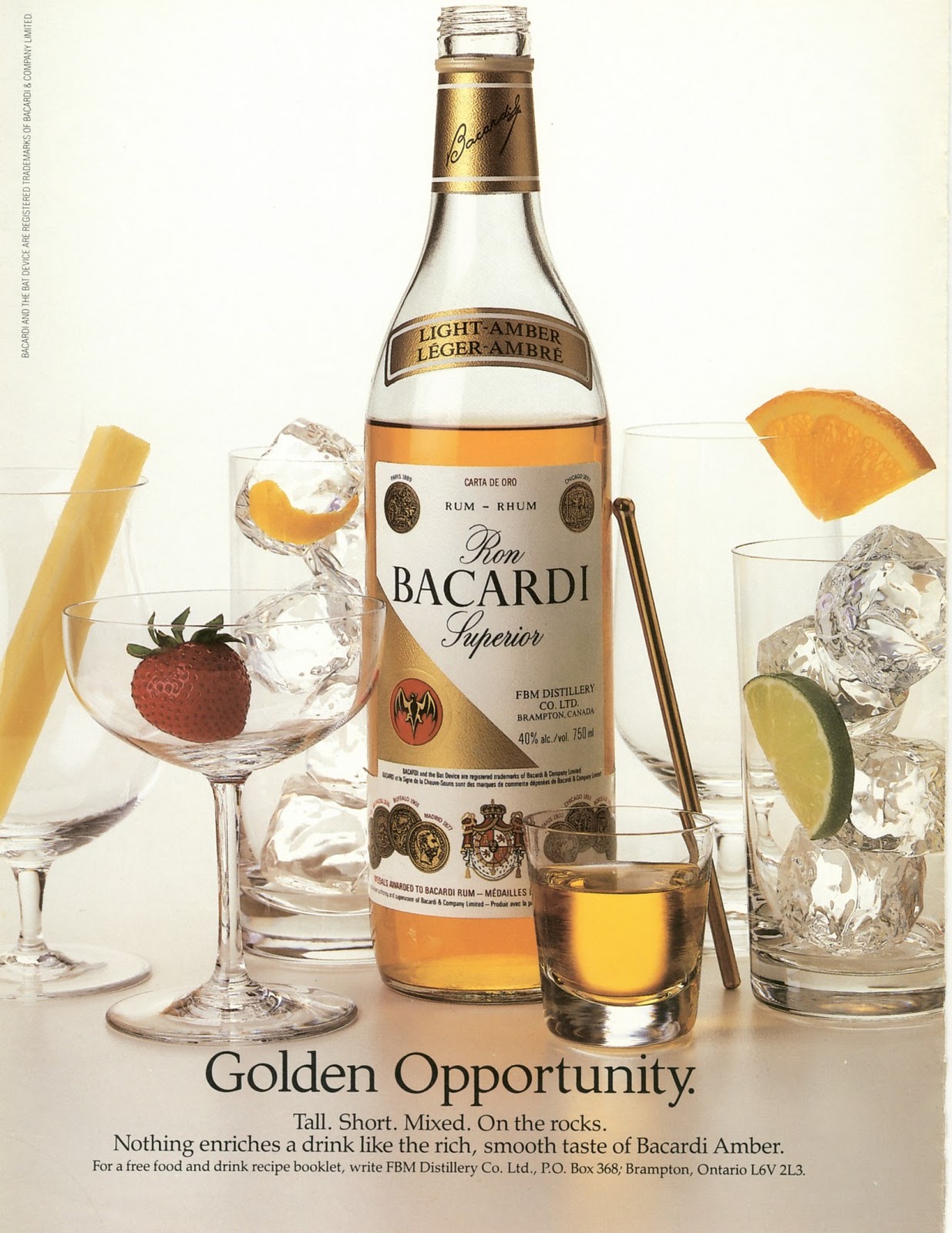 1988 Bacardi Amber Rum Magazine Ad Old Magazine Ads