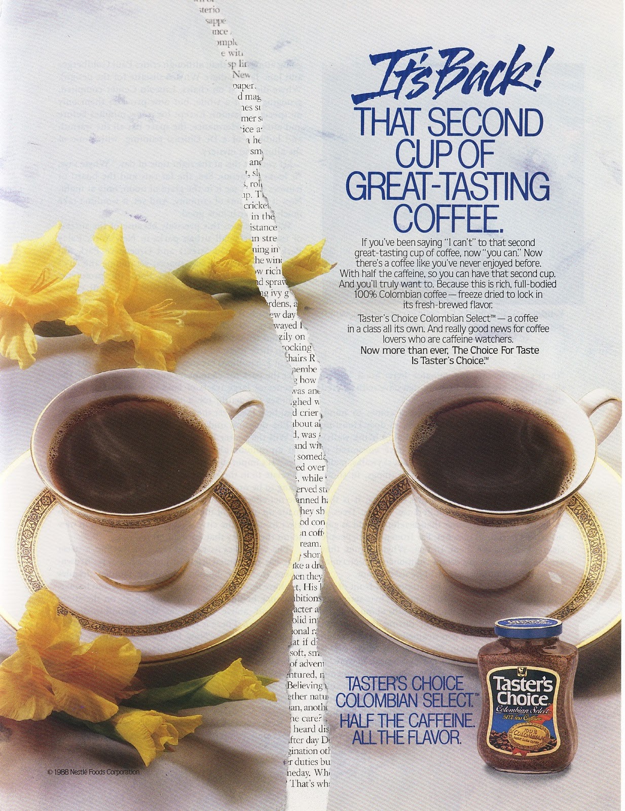 1989 Tasters Choice Coffee Magazine Ad Old Magazine Ads