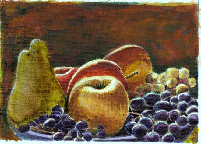 les fruits  à l"encre de couleur
