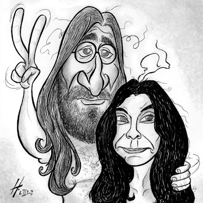 John Lennon & Yoko Ono caricature