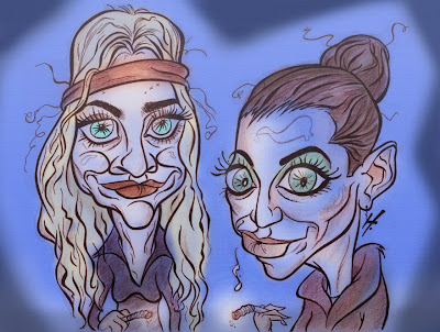 Olsen Twins as Zombies caricature