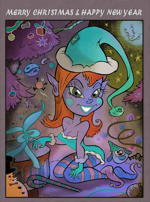 Cartoon Xmas card | elf girl 3