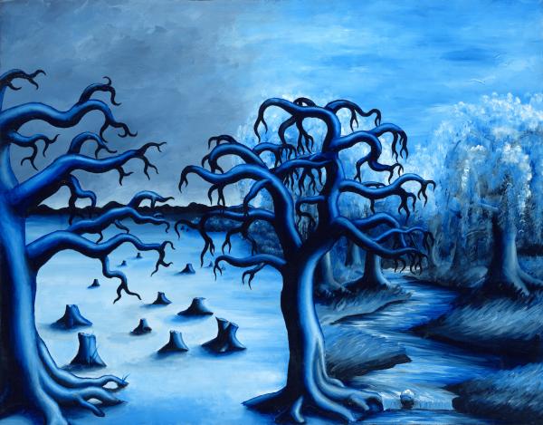 blue monochromatic painting