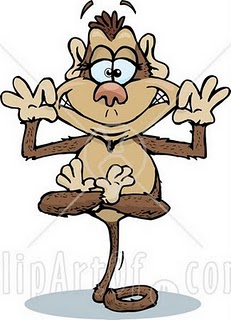 [40826-Clipart-Illustration-Of-A-Silly-Monkey-Character-Balanced-On-His-Tail-And-Grinning.jpg]