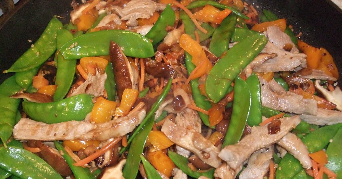 Healthy Foodies Stirfry with pork tenderloin and snow peas
