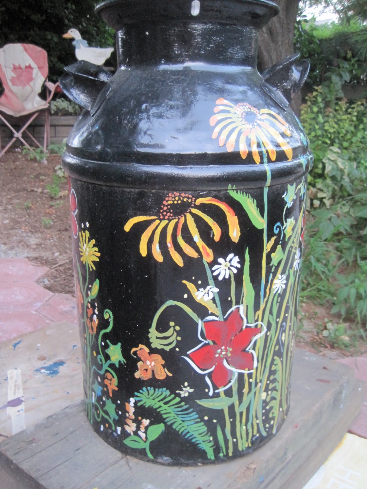 flourish custom painted milk can