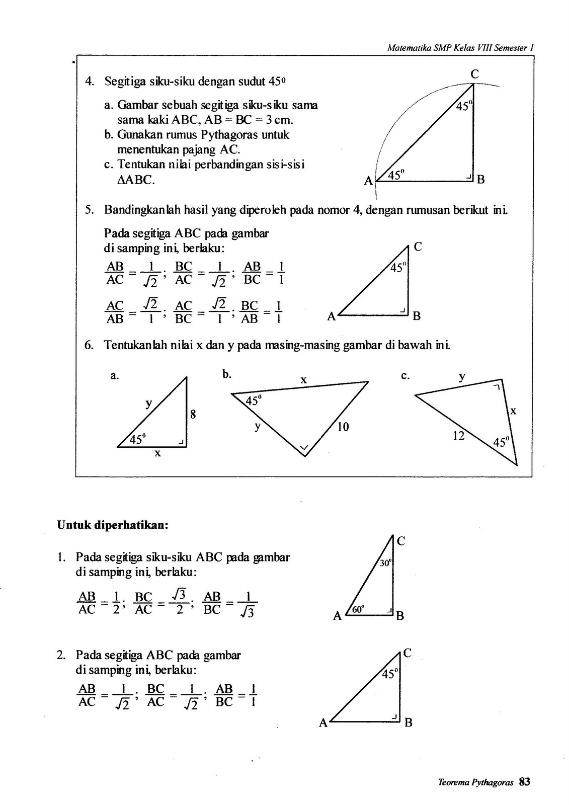mathematicc Latihan Soal Pythagoras Kelas 8