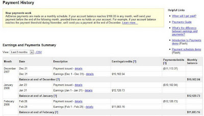adsense payment history
