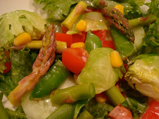 Close up of Salad tossed in Vegan Slaw Dressing