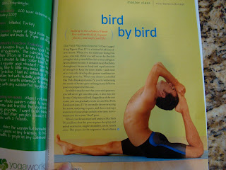 Page in journal with man doing yoga pose
