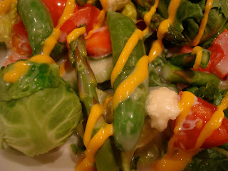 Close up of salad with mustard