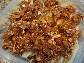 Another finished version of Vegan Apple Crumble in clear container