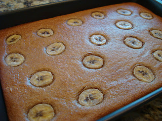 Finished egan Peanut Butter Banana Bread Cake right out of oven