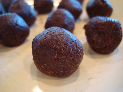 Close up of Raw Vegan Chocolate-Peppermint Donut Holes