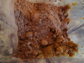 Remaining Donut Hole Batter in blender with cocoa powder added