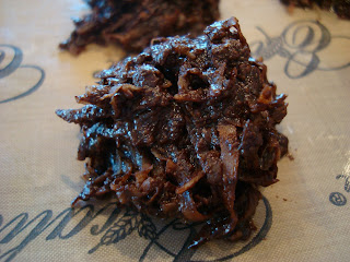 Close up of one Vegan Chocolate Macaroon on dehydrator tray