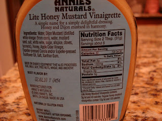 Nutritional Facts on back of Honey Mustard Vinaigrette