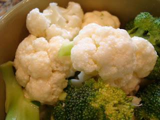 Broccoli and Cauliflower in brown bowl