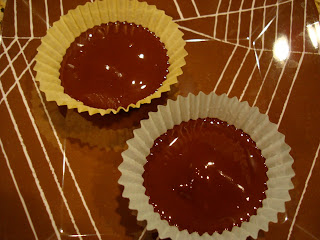 Two Vegan Peanut Butter Cups transferred to brown plate