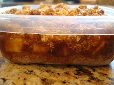 Side view of Raw Vegan Apple Crumble in container