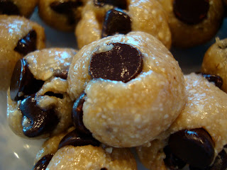 Close up of one Chocolate Chip Cookie Dough Ball