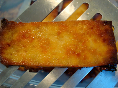 Close up of Mango Ginger Maple Tofu on spatula
