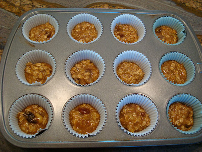 Muffin batter in paper liners in muffin tin