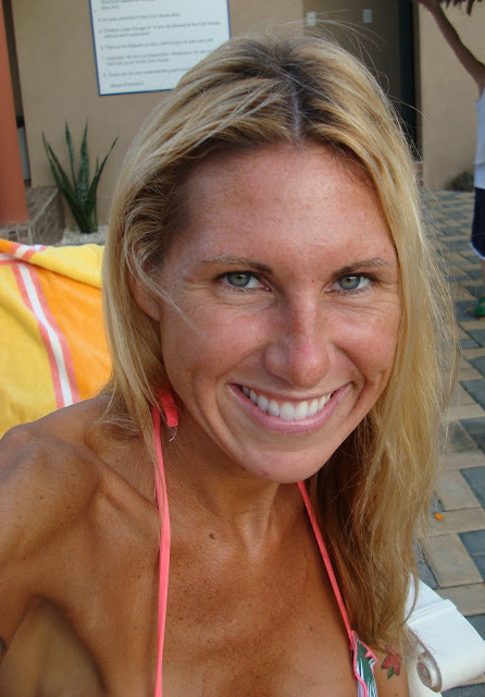 Close up of woman in bikini on lounge chair