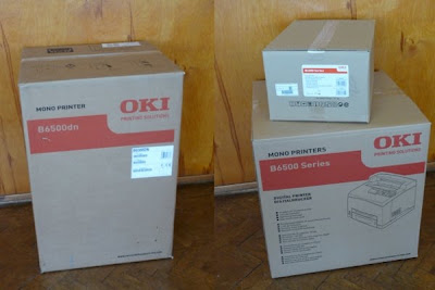 Monochromatyczna drukarka laserowa B6500dn zapakowana jak matrioszka