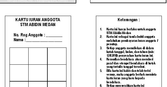 MASJID AL' ABIDIN KOTA MEDAN CONTOH KARTU ANGGOTA DAN
