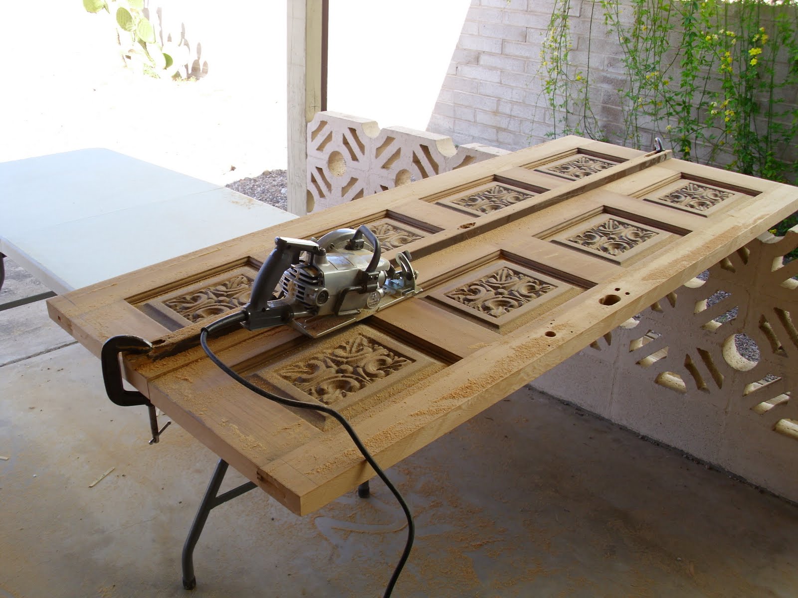 WordsNWood The awesome door gets cut in half.