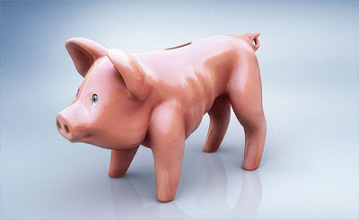 hucha con cerdito esquelético