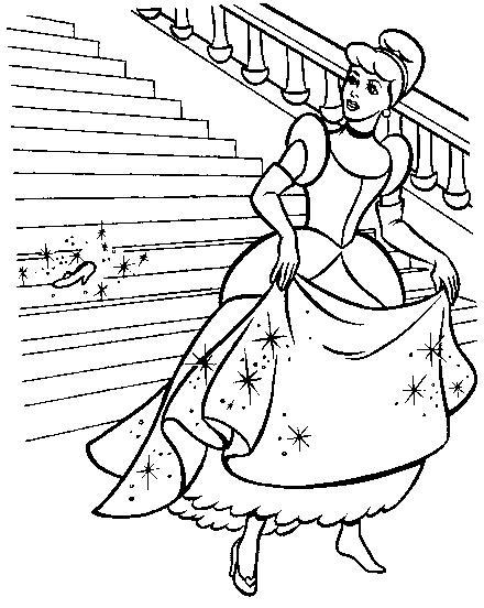 Disney Princess Cinderella and Her Gown Coloring Pages