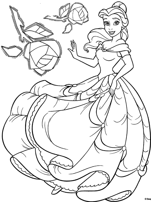 Disney Princess Belle and Her Gown Coloring Sheet | kentscraft