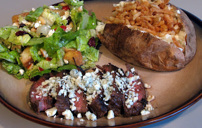 Balsamic and Garlic Flank Steak with Blue Cheese Crumbles