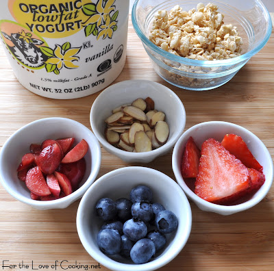 Yogurt and Granola Parfait with Fresh Fruit and Almonds