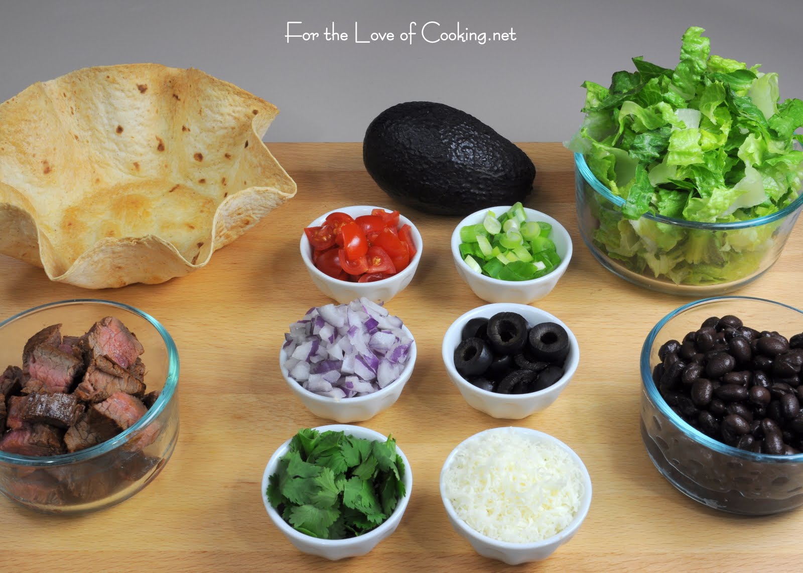 For the Love of Cooking Flank Steak and Avocado Taco Salad
