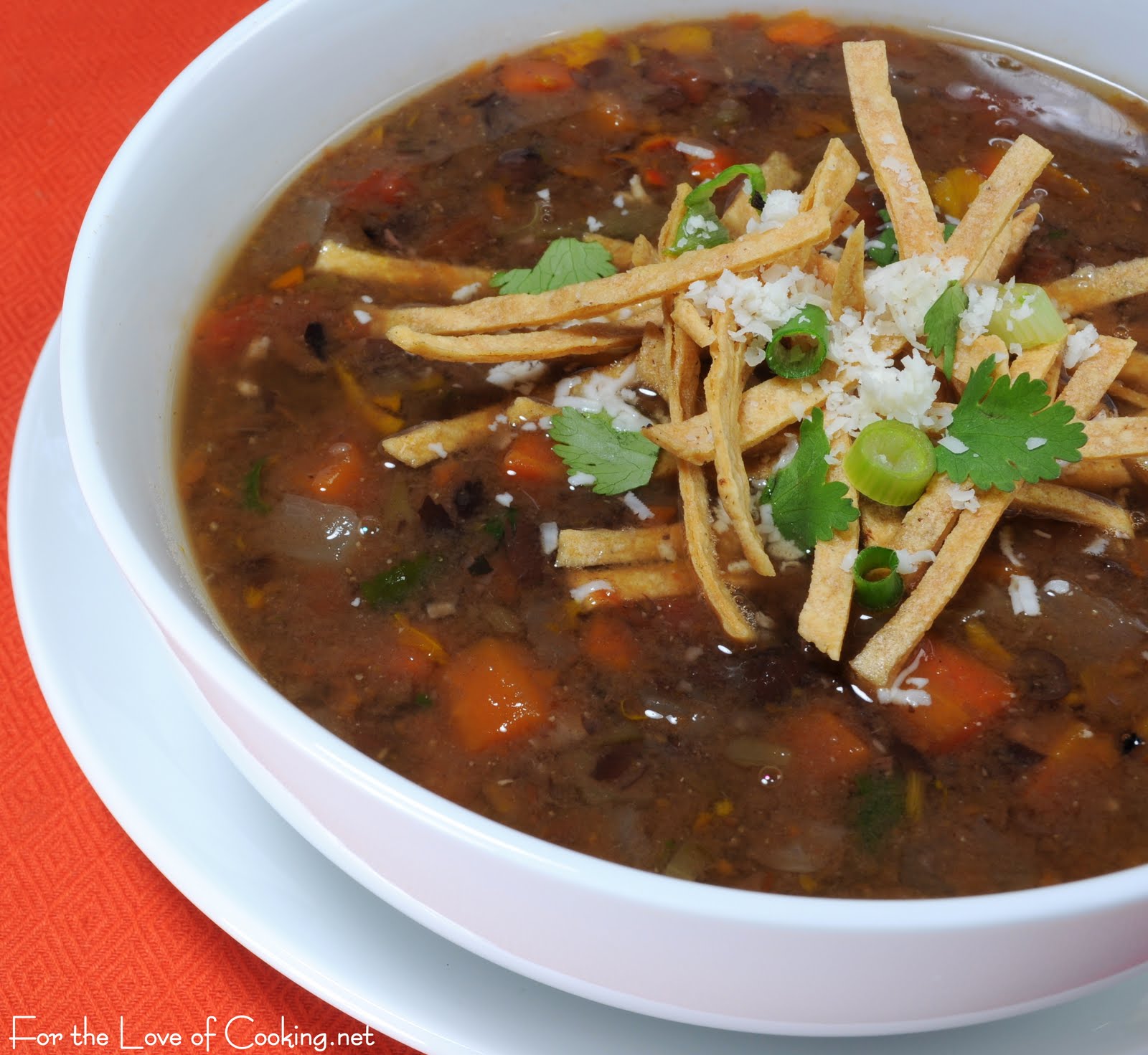 Black Bean and Roasted Anaheim Chile and Bell Pepper Soup For the
