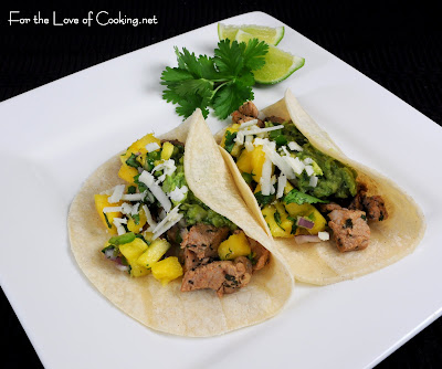 Citrus Marinated Pork Tacos with Pineapple Salsa and Guacamole