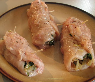 Feta, Spinach and Caramelized Onion Stuffed Chicken Breasts