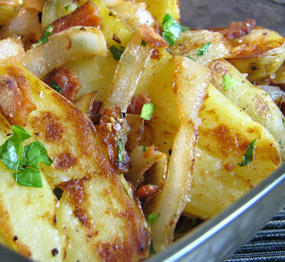 Fingerling Potatoes with Caramelized Onion and Bacon