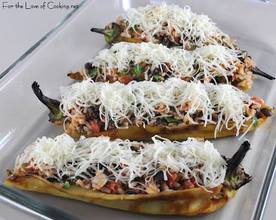 Stuffed Anaheim Peppers with Mexican Rice &amp; Beans, Jack Cheese, &amp; Guacamole