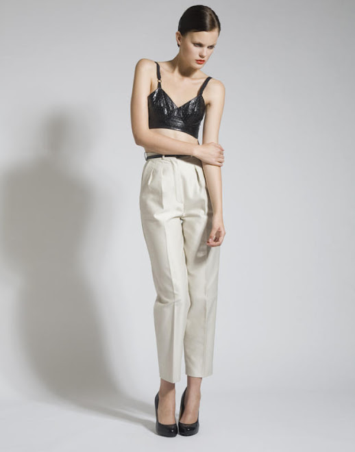 Embossed Leather Bra, Cotton Trousers